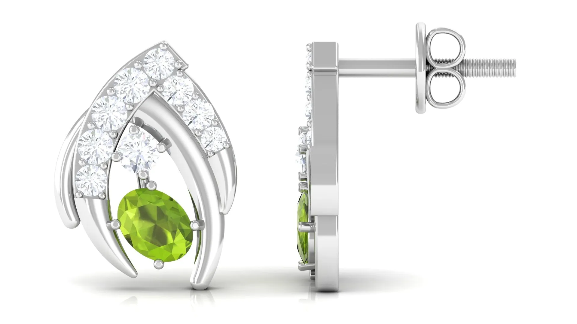 Minimal AAA Quality Peridot Stud Earrings