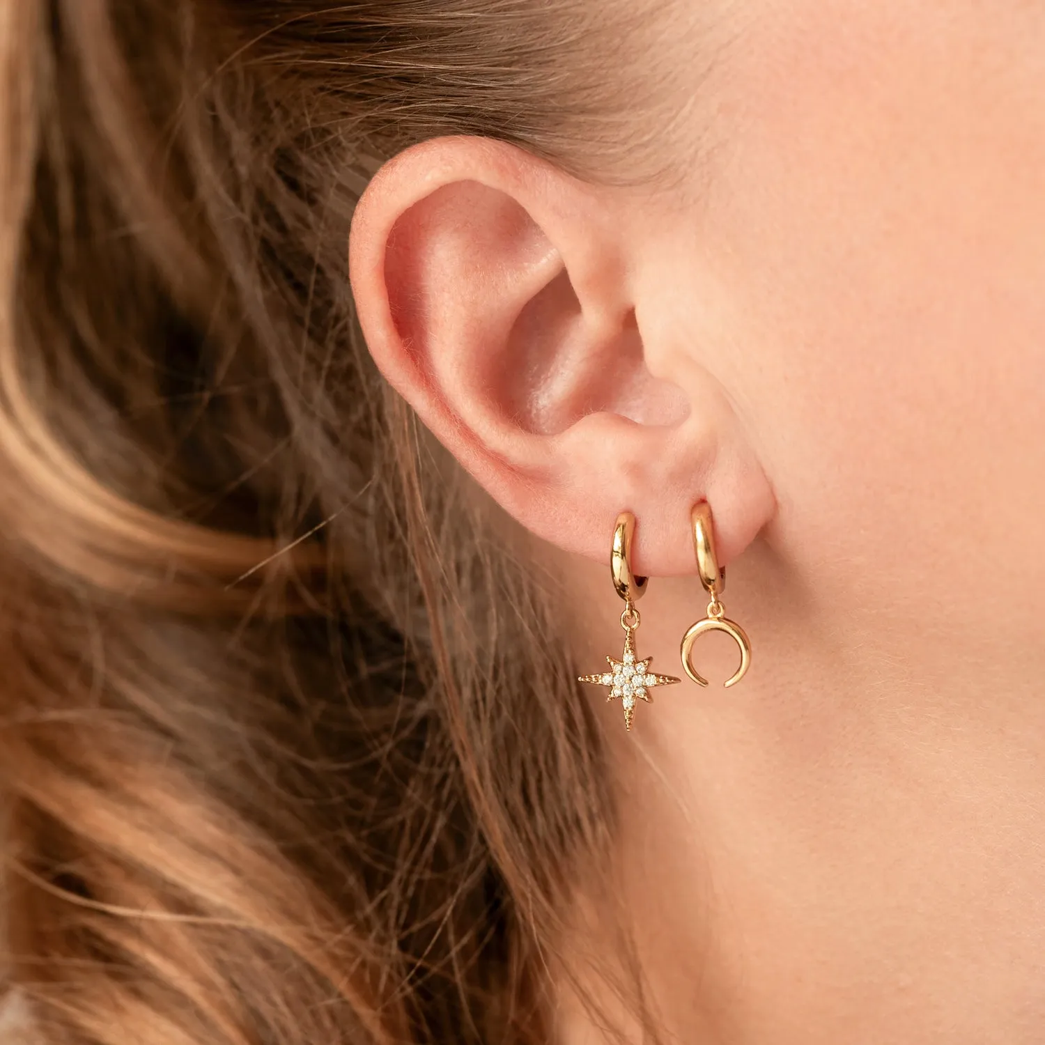 Minimal Crescent Moon Huggies Earrings