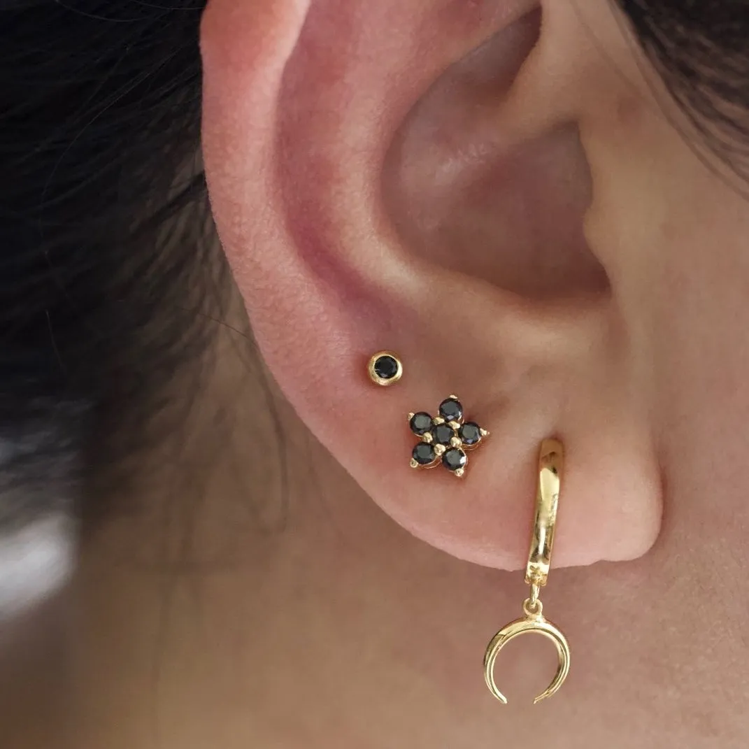 Minimal Crescent Moon Huggies Earrings