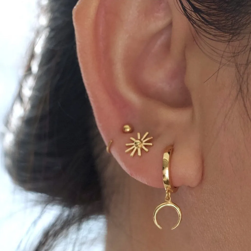 Minimal Crescent Moon Huggies Earrings