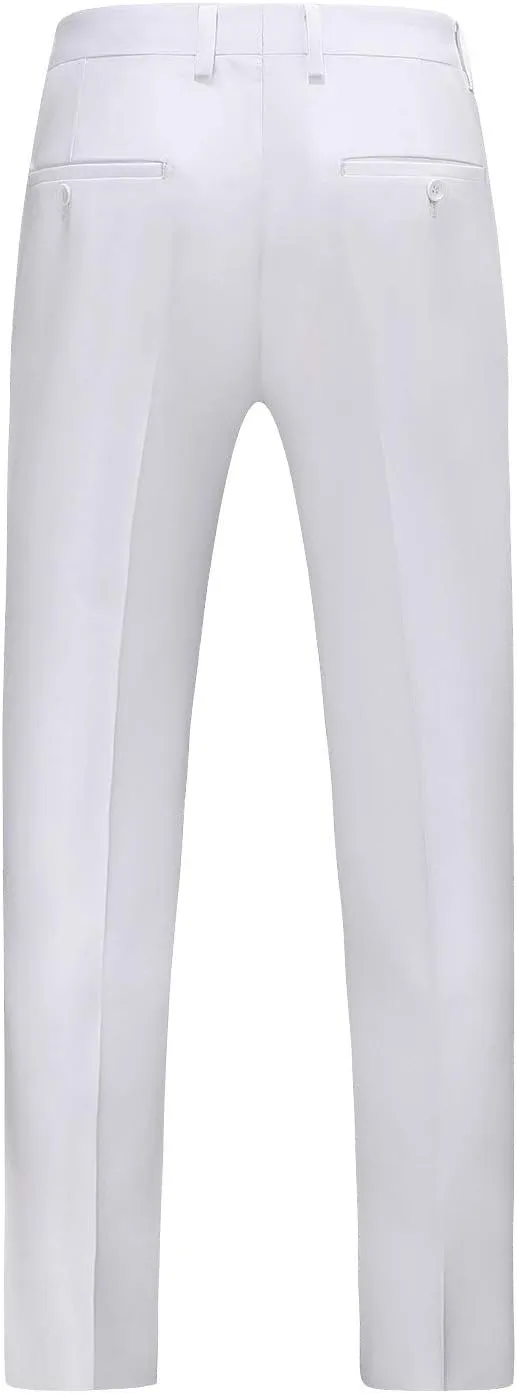 MOGU Mens Front Flat Casual Dress Pants Slim Fit