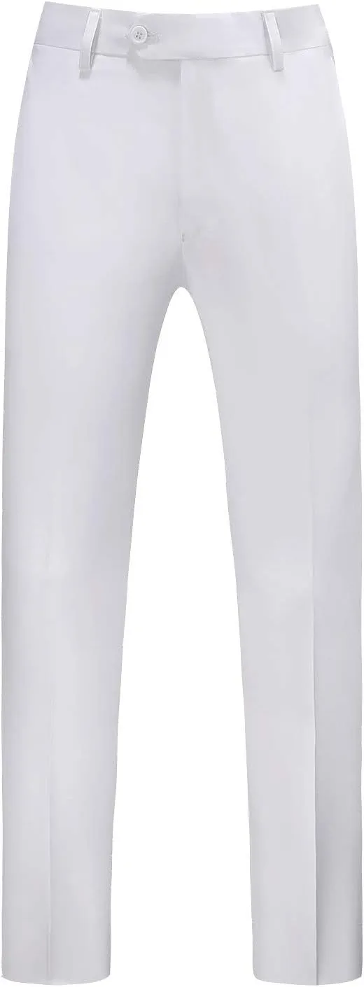 MOGU Mens Front Flat Casual Dress Pants Slim Fit