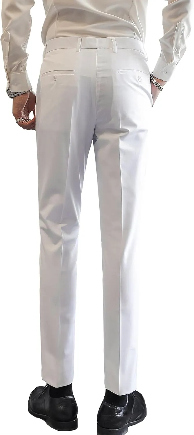 MOGU Mens Slim Fit Front Flat Casual Pants