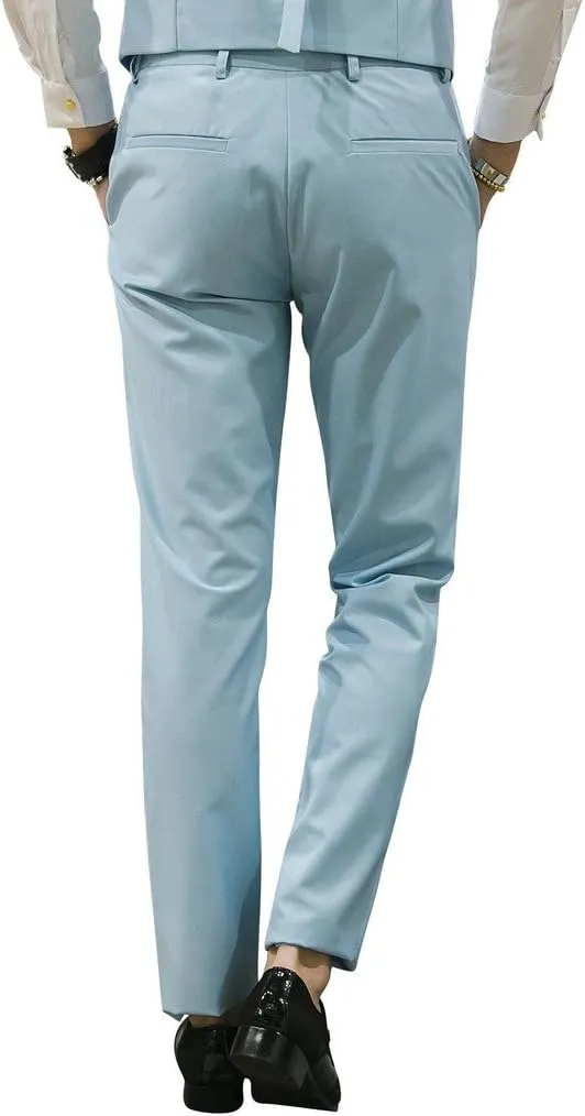 MOGU Mens Slim Fit Front Flat Casual Pants