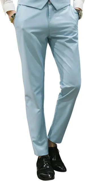 MOGU Mens Slim Fit Front Flat Casual Pants