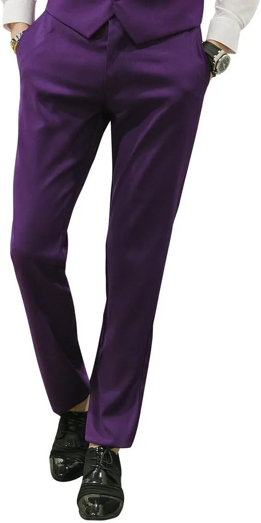 MOGU Mens Slim Fit Front Flat Casual Pants
