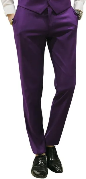 MOGU Mens Slim Fit Front Flat Casual Pants