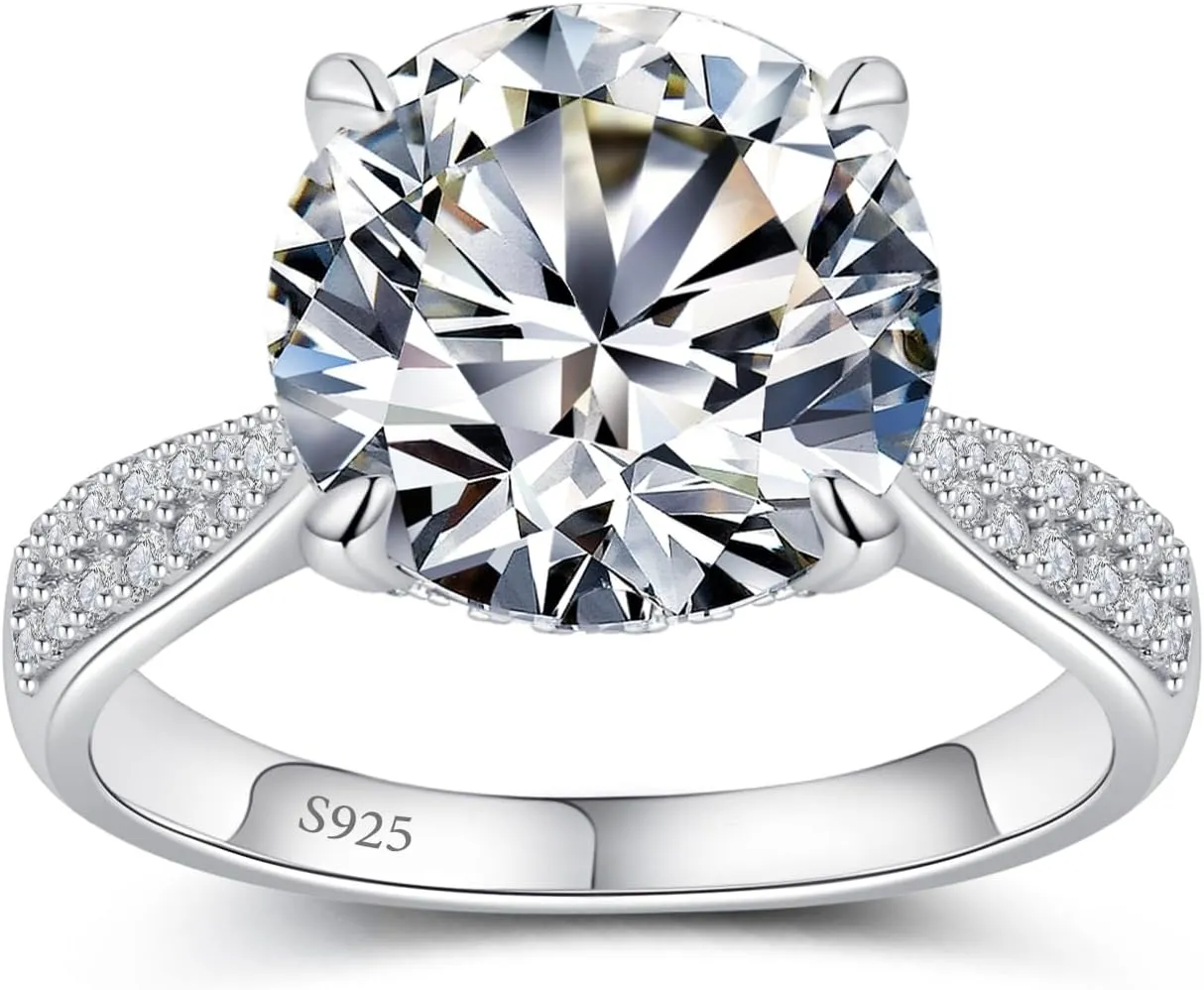 Moissanite Engagement Rings for Women,Promise Rings 925 Sterling Silver with 18K Yellow/White Gold Plated,D Color VVS1 Wedding Band Moissanite Ring 0.5/1/1.5/2/3/4CT
