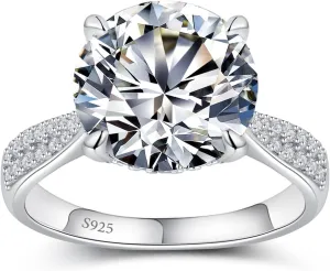 Moissanite Engagement Rings for Women,Promise Rings 925 Sterling Silver with 18K Yellow/White Gold Plated,D Color VVS1 Wedding Band Moissanite Ring 0.5/1/1.5/2/3/4CT