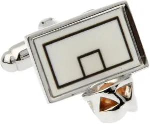 MRCUFF Basketball Backboard Net Hoop Pair of Cufflinks in a Presentation Gift Box & Polishing Cloth