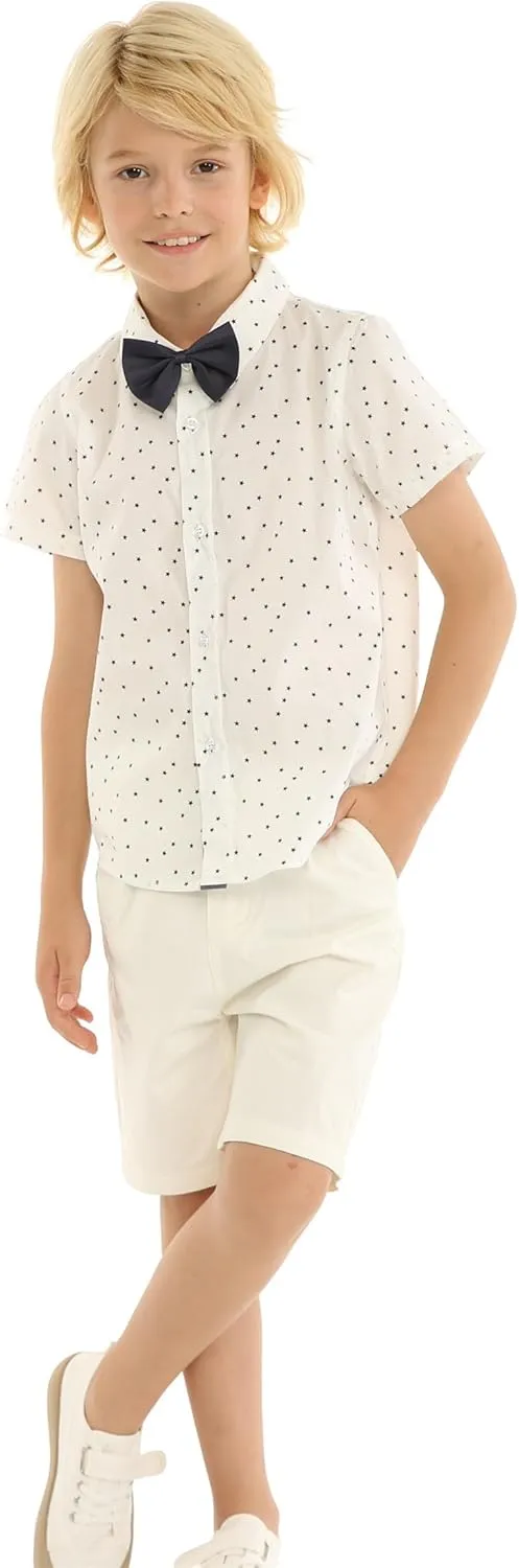 Mud Kingdom Little Boys Dress Shirts Short Sleeve Cute Summer