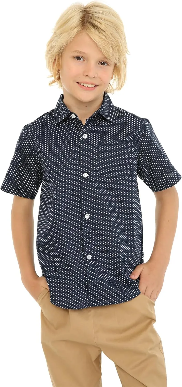 Mud Kingdom Little Boys Dress Shirts Short Sleeve Cute Summer
