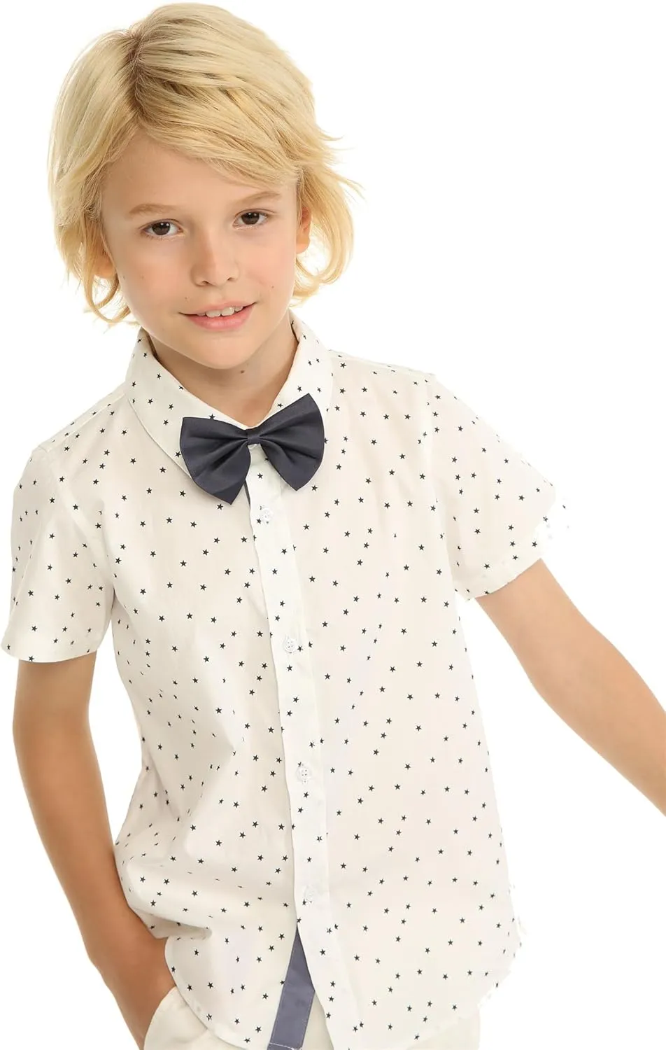 Mud Kingdom Little Boys Dress Shirts Short Sleeve Cute Summer