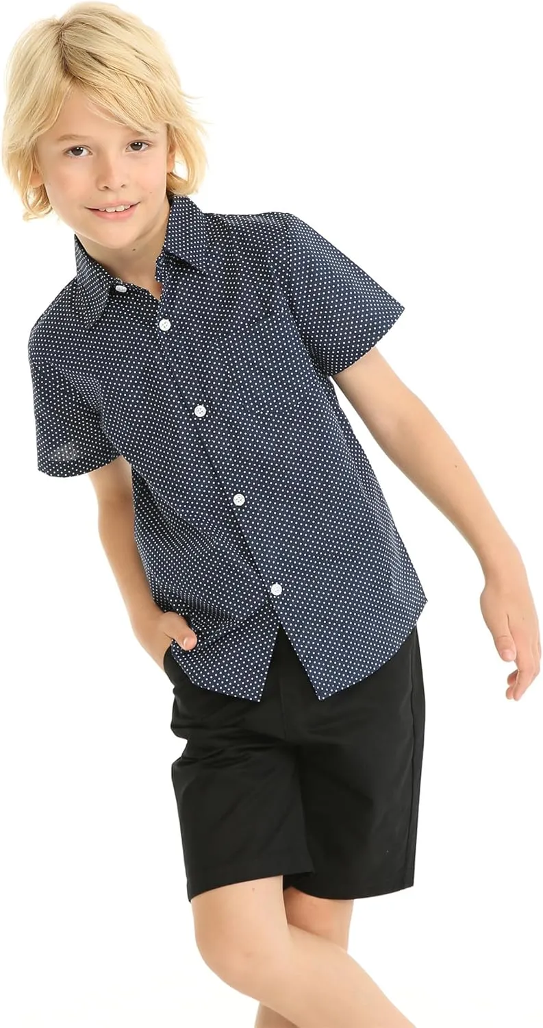 Mud Kingdom Little Boys Dress Shirts Short Sleeve Cute Summer