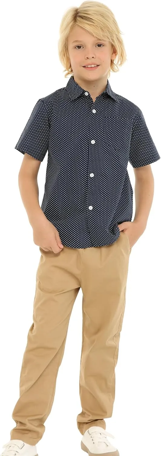 Mud Kingdom Little Boys Dress Shirts Short Sleeve Cute Summer