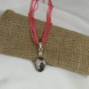 Mullti-strand Necklace with Gemstone Rhyolite Pendant