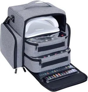 Nail Polish Organizer Holds 60 Bottles and a Nail Lamp,Portable Travel Case with 2 Removable Bags and Tools Storage Pockets Grey