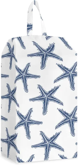 Navy Blue Starflsh Shoe Bags,Large Travel Golf Shoes Pouch Bags Storage Organizer Accessories with Zipper & Handle for Men, Women, Kids, Traveling, Gym, Sport, Summer Ocean Beach Sea Star White