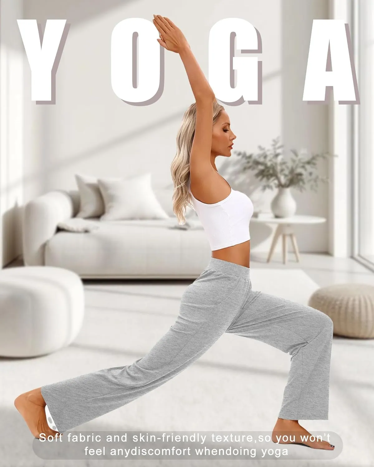 Neer 4 Pack Women's Wide Leg Sweatpants, Lounge Pajama Pants Loose Cotton Yoga Pant Elastic Waist Workout Jogger with Pockets