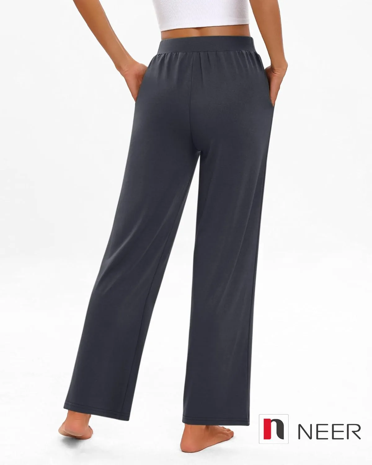 Neer 4 Pack Women's Wide Leg Sweatpants, Lounge Pajama Pants Loose Cotton Yoga Pant Elastic Waist Workout Jogger with Pockets