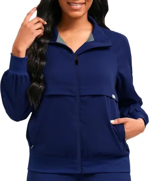 niaahinn Scrub Jackets Warm Up Medical Scrub Jackets for Women Zip Front