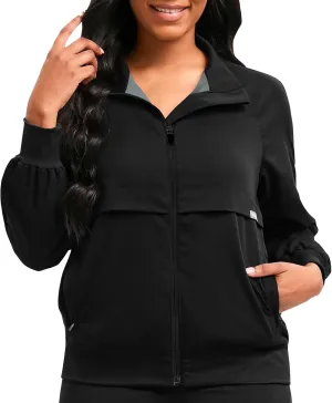 niaahinn Scrub Jackets Warm Up Medical Scrub Jackets for Women Zip Front