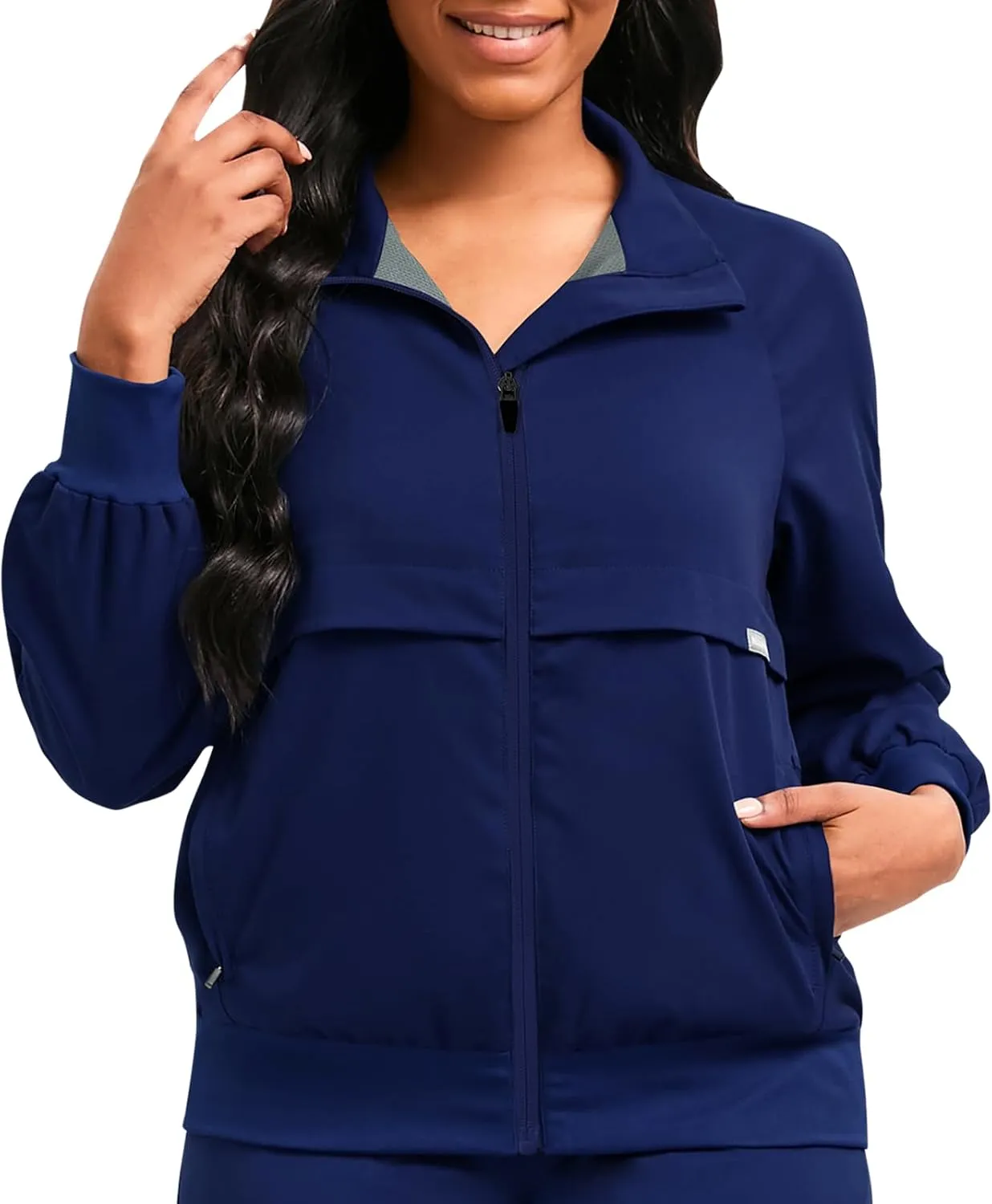 niaahinn Scrub Jackets Warm Up Medical Scrub Jackets for Women Zip Front