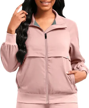 niaahinn Scrub Jackets Warm Up Medical Scrub Jackets for Women Zip Front