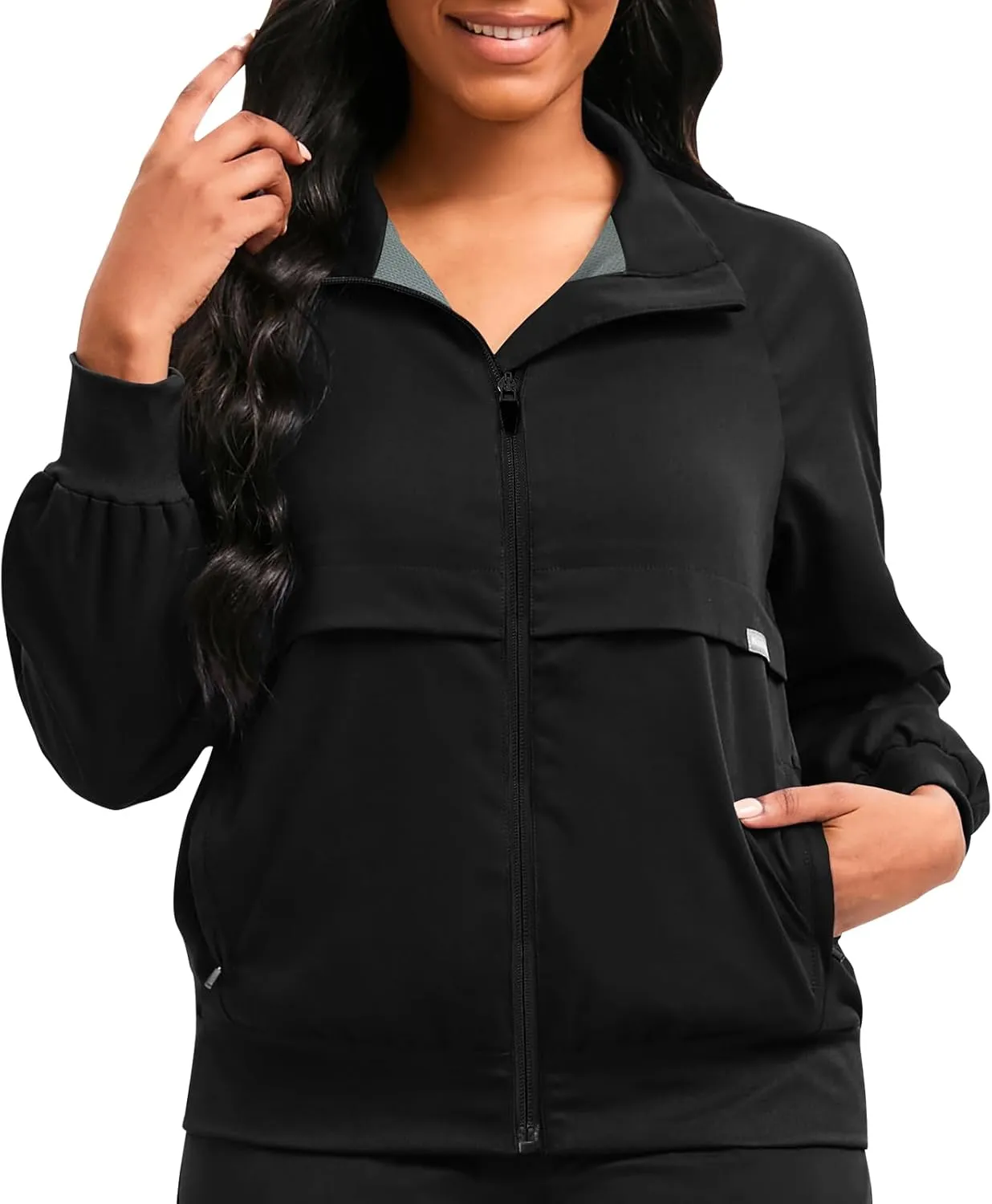 niaahinn Scrub Jackets Warm Up Medical Scrub Jackets for Women Zip Front