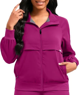 niaahinn Scrub Jackets Warm Up Medical Scrub Jackets for Women Zip Front