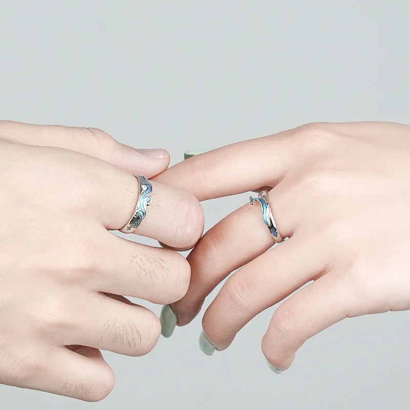 Ocean Theme Bf Gf Matching Rings Set