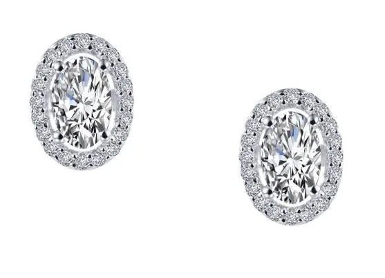 Oval and Round Halo Earrings E0326CLP