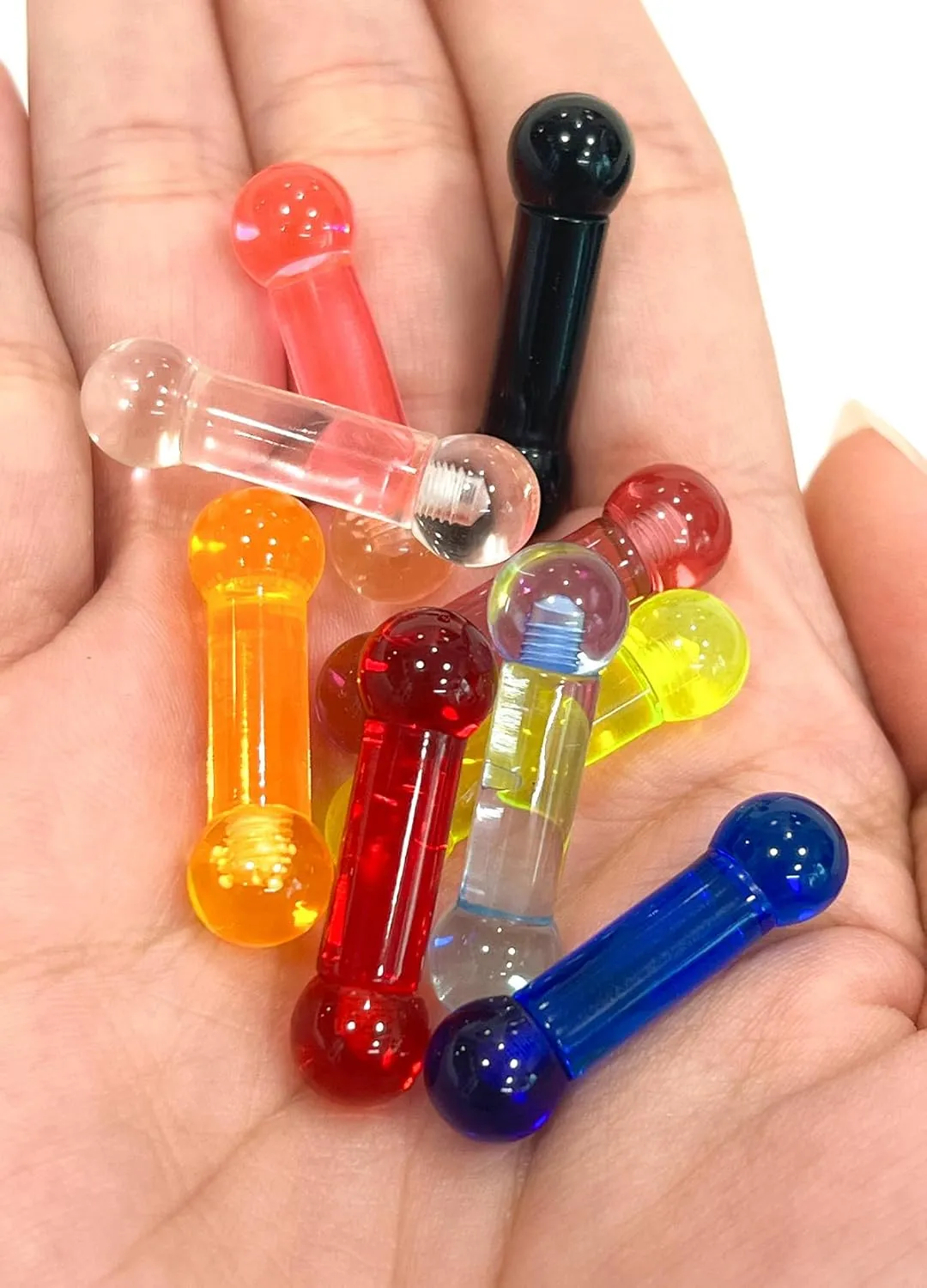 PA Ring 2G External Threaded UV Reactive Acrylic Straight Barbell Monster Screwball Ring Piercing Bar 5/8 Inch