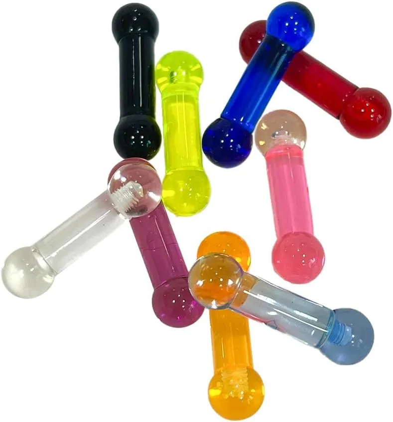 PA Ring 2G External Threaded UV Reactive Acrylic Straight Barbell Monster Screwball Ring Piercing Bar 5/8 Inch