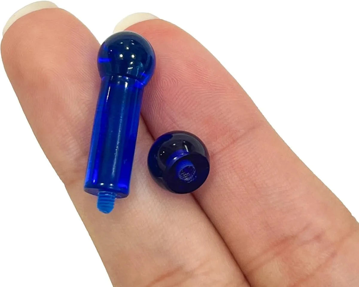 PA Ring 2G External Threaded UV Reactive Acrylic Straight Barbell Monster Screwball Ring Piercing Bar 5/8 Inch