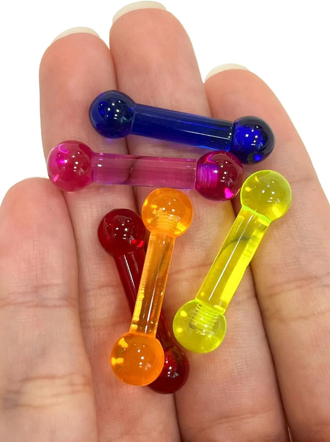 PA Ring 4G External Threaded UV Reactive Acrylic Straight Barbell Tongue Piercing Bar 5/8 Inch