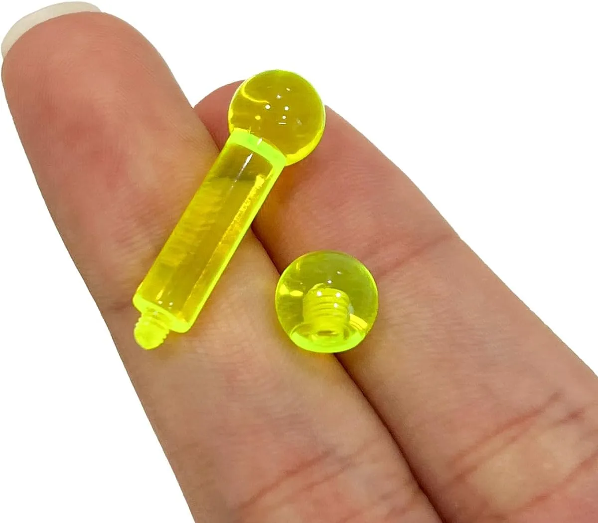 PA Ring 4G External Threaded UV Reactive Acrylic Straight Barbell Tongue Piercing Bar 5/8 Inch