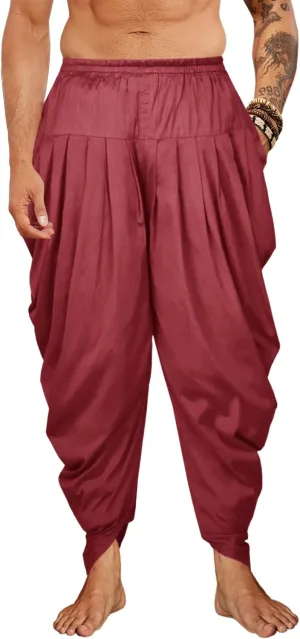 PASLTER Mens Kaftan Linen Cotton Pants Casual Kurta Elastic Waist Harem Baggy Yoga Pants Loose Fit Boho Hippie Trousers