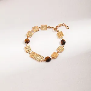 Pattern Tiger's Eye Bracelet 18k Gold Vermeil