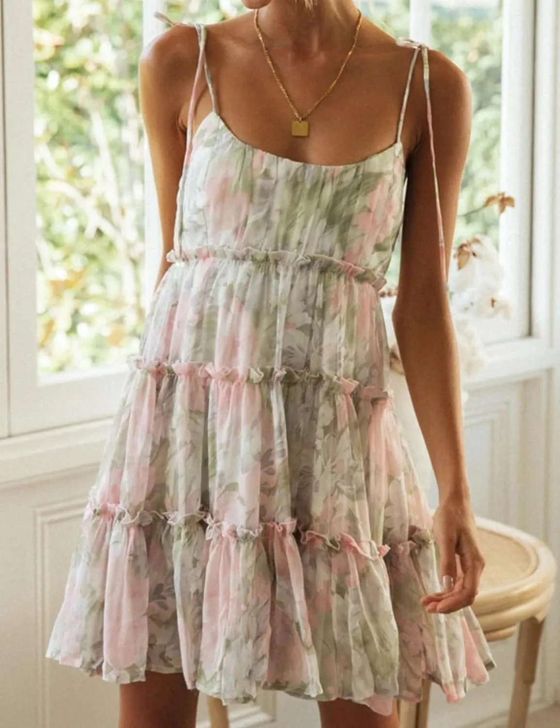 Perbai Womens Summer Floral Mini Dress Ruffle Sleeveless Spaghetti Strap Sundress Boho Flowy Skater Dresses 2025