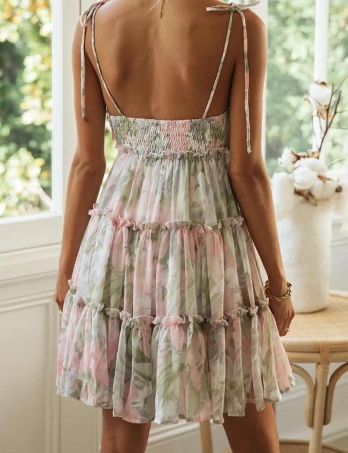 Perbai Womens Summer Floral Mini Dress Ruffle Sleeveless Spaghetti Strap Sundress Boho Flowy Skater Dresses 2025