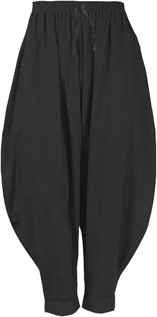 perdontoo Mens Harem Pants Loose Fit Elastic Waist Drawstring Aladdin Hippie Trousers