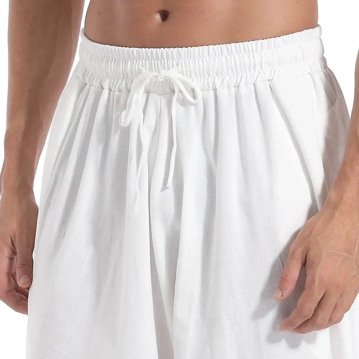 perdontoo Mens Harem Pants Loose Fit Elastic Waist Drawstring Aladdin Hippie Trousers