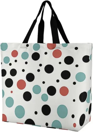 Polka Dot Tote Bag for Women Reusable Eco-friendly Shopping Bags Large Capacity Shoulder Bag