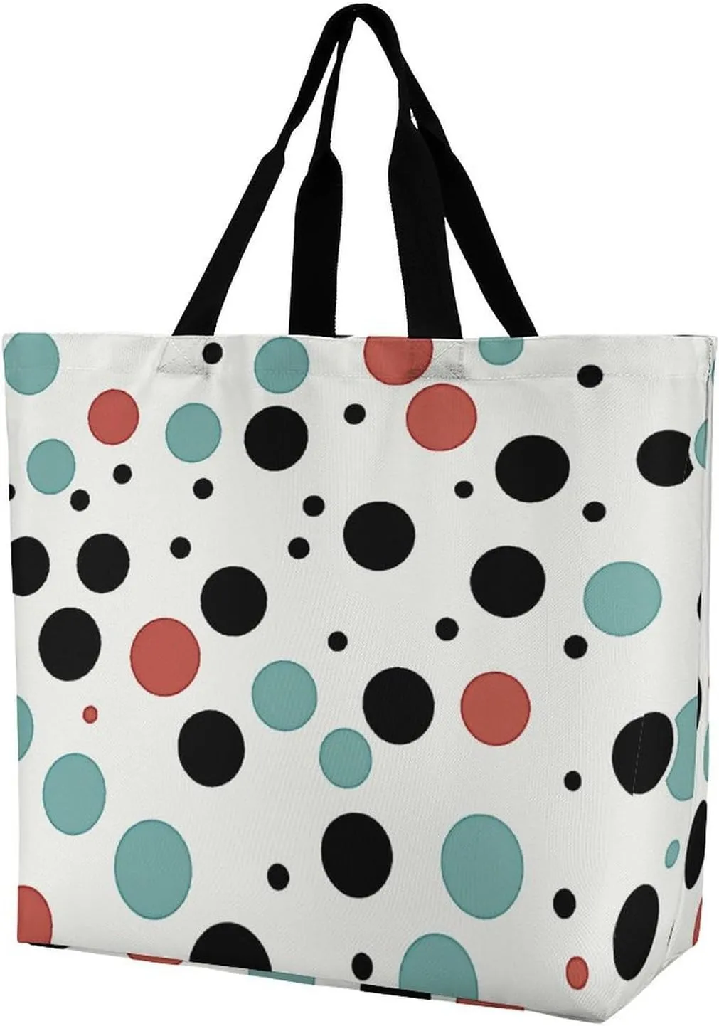 Polka Dot Tote Bag for Women Reusable Eco-friendly Shopping Bags Large Capacity Shoulder Bag