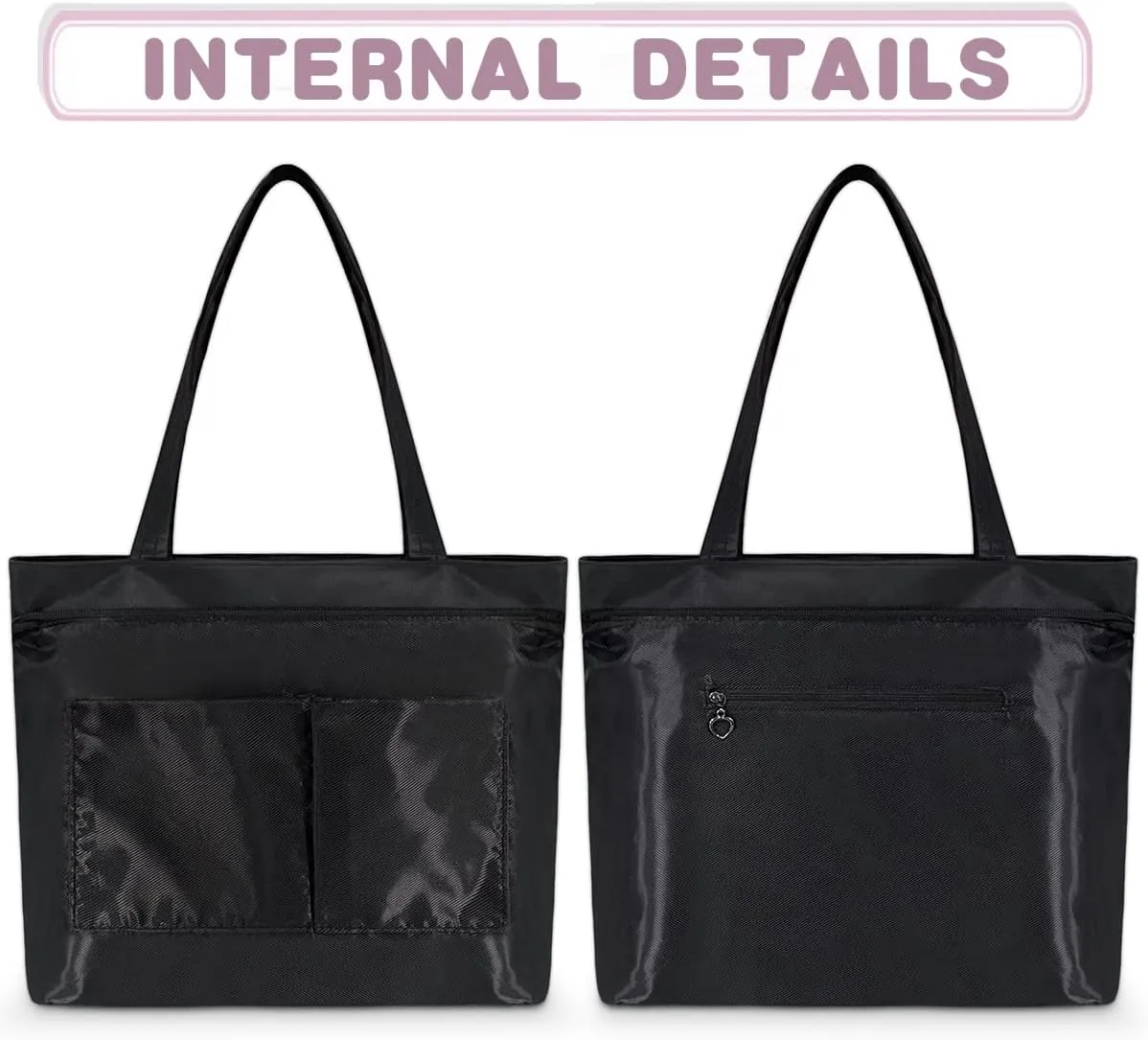 Poppy Flowers Tote Bag with Zipper 15 Inch Canvas Tote Bag for Women Shoulder Handbag