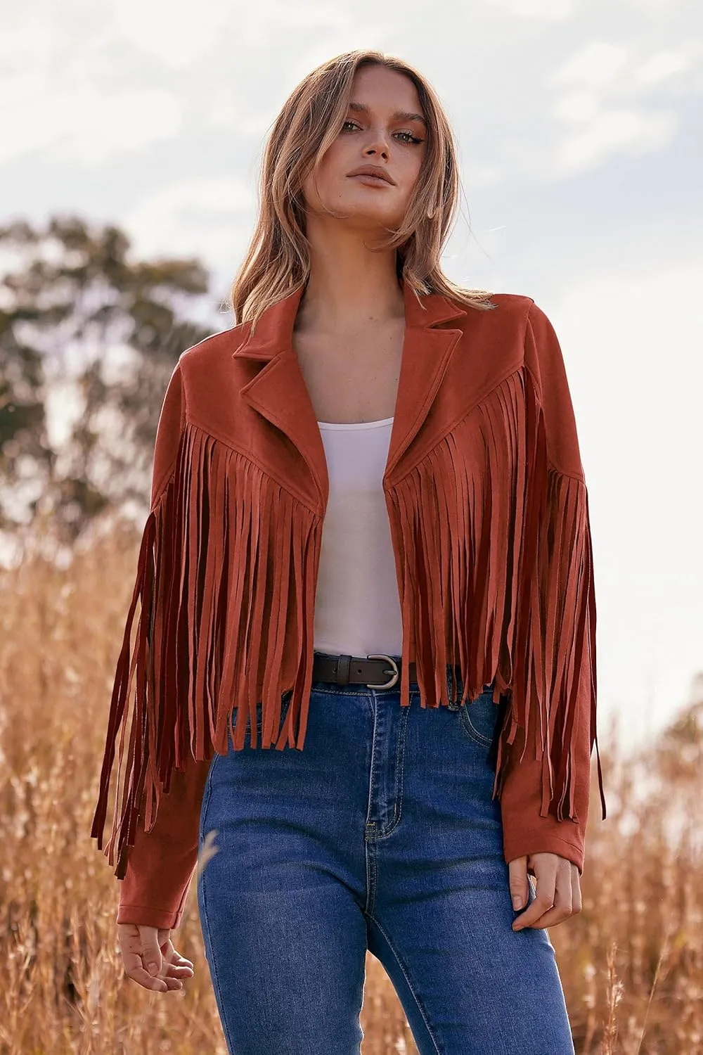 PRETTYGARDEN Women's Faux Suede Leather Jackets Tassel Motorcycle Cropped Coats 2025 Fashion Clothes