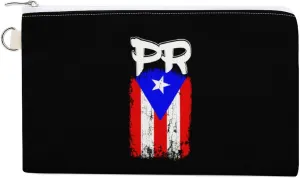 Puerto Rico PR Flag Canvas Wallet Slim Wristlets Bag Credit Card Clutch Purses