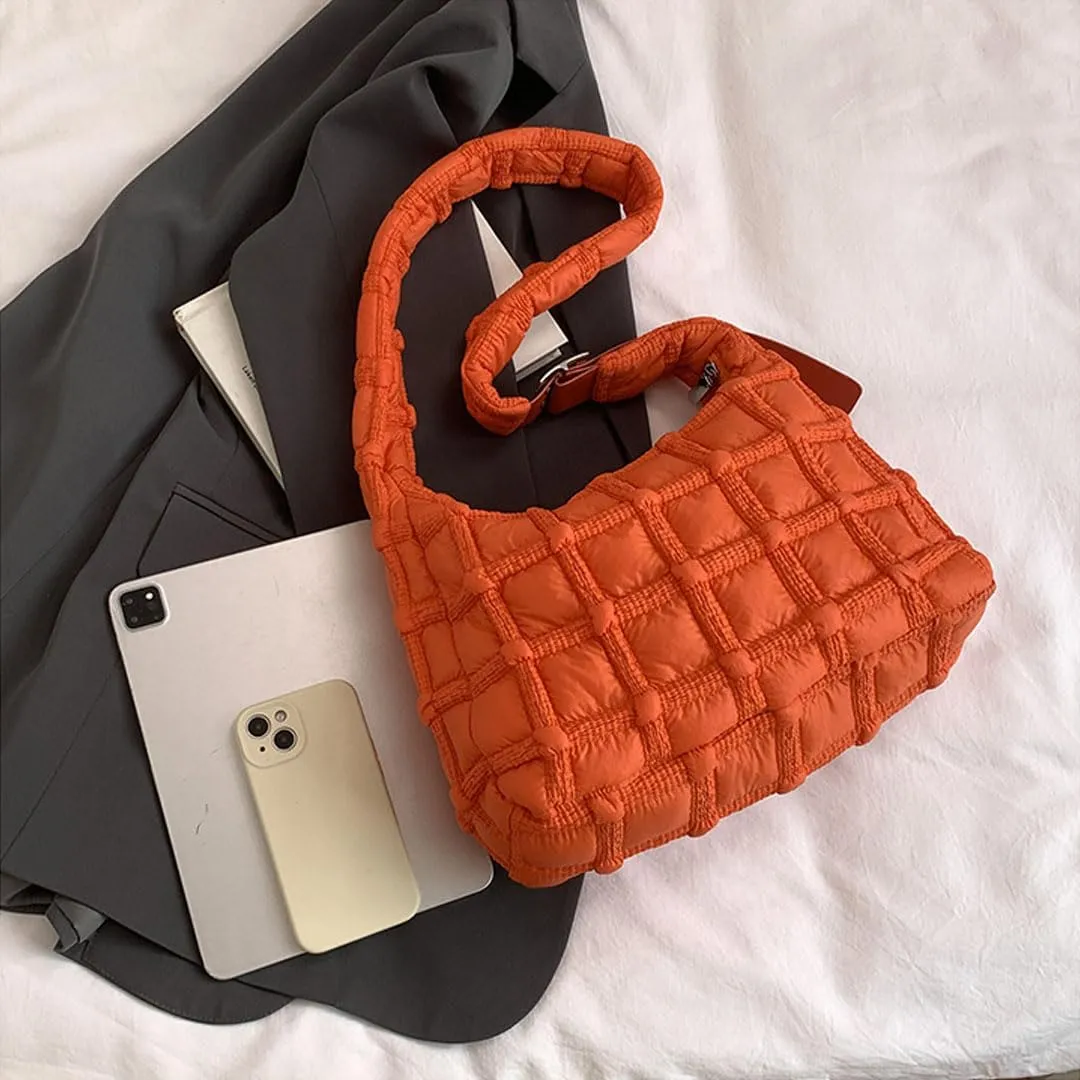 Puffer Tote Bag for Women Quilted Crossbody Carryall Bag Puffy Shoulder Bag Hobo Bubble Purse Nylon Handbag Lightweight