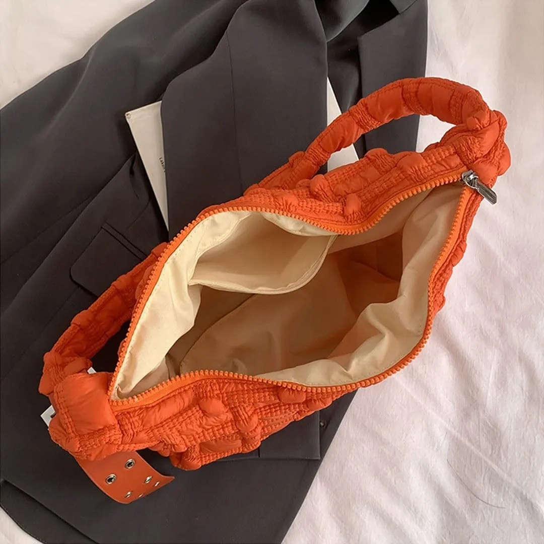 Puffer Tote Bag for Women Quilted Crossbody Carryall Bag Puffy Shoulder Bag Hobo Bubble Purse Nylon Handbag Lightweight